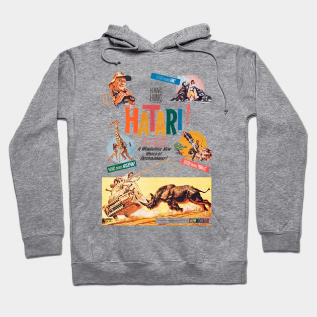 Hatari! Movie Poster Hoodie by MovieFunTime